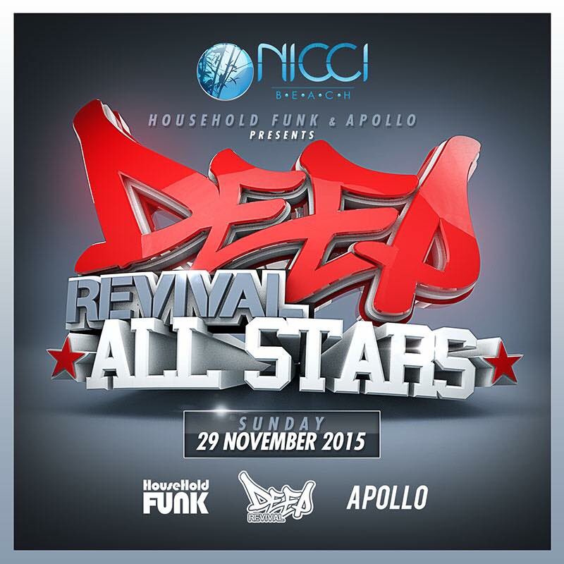 niccibeach's tweet photo. Coming to #NicciBeach.. Sunday 29 November -->> @HOUSEHOLDFUNK &amp; #Apollo present Deep Revival All Stars! https://t.co/nrLnqq9sUH