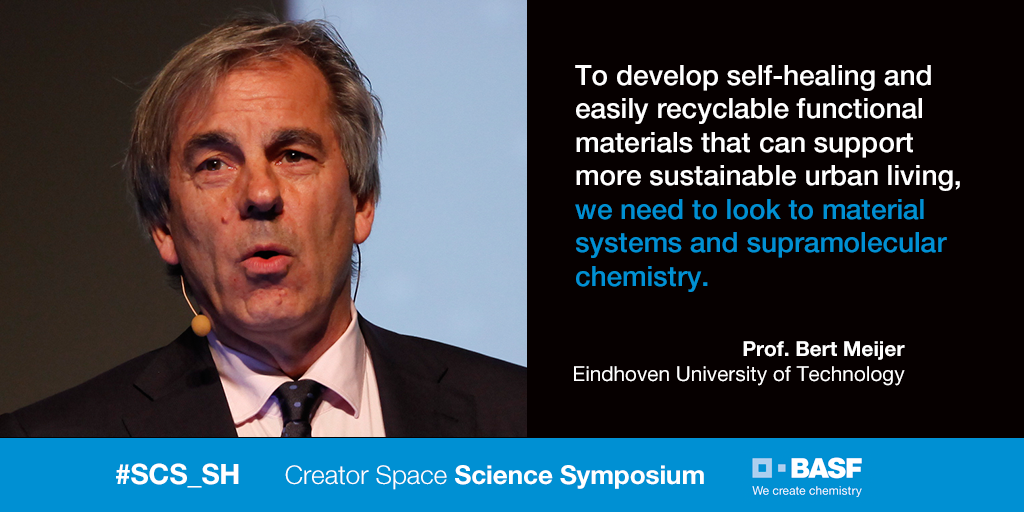 BASF_Asia's tweet photo. Prof. Bert Meijer at #SCS_SH: Our challenge is tor create materials that are dynamic but strong. https://t.co/CKRXsS6SRT