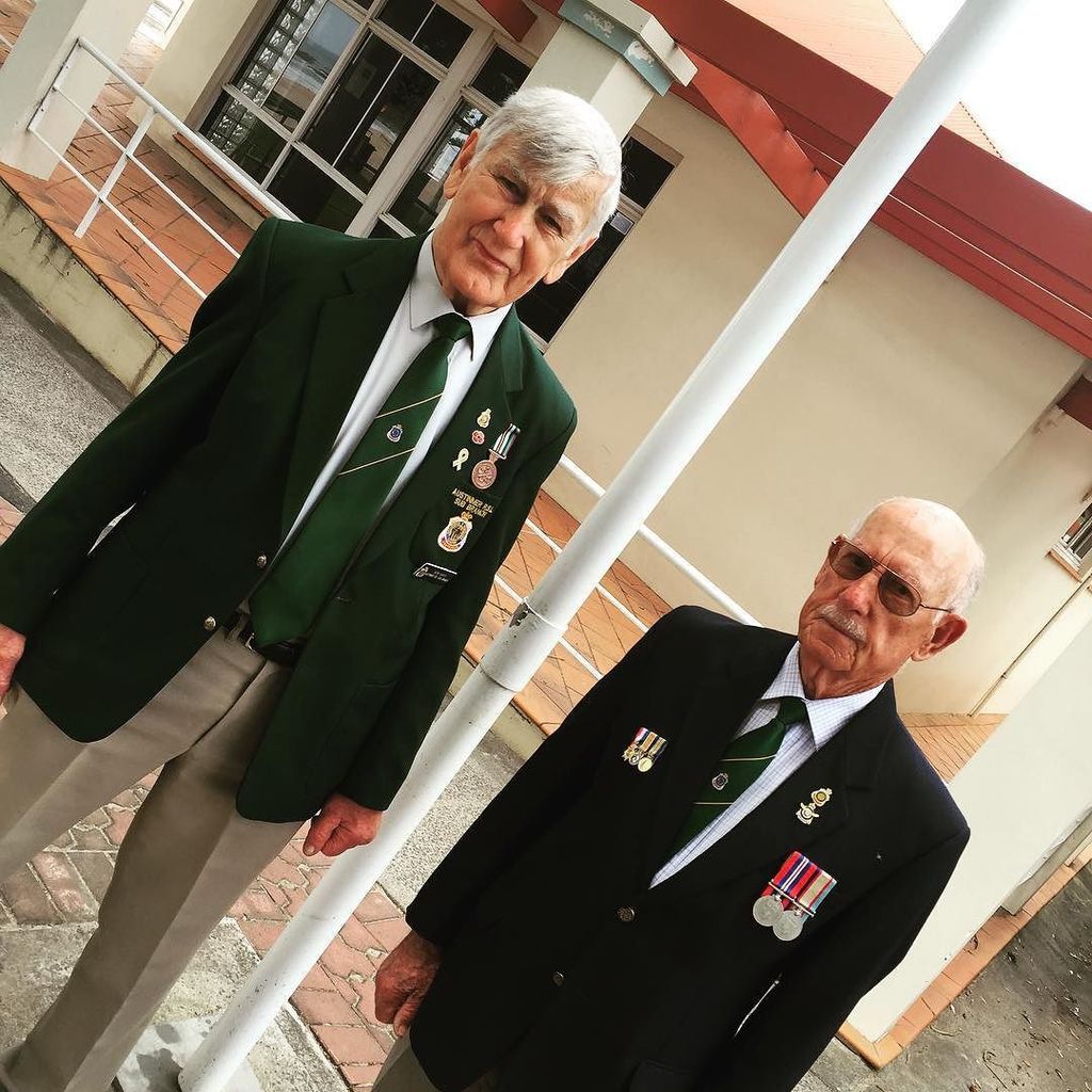 northillawarra's tweet photo. Ron Davis from Austinmer and Lance Brooke from Thirroul. Lowering the flag for #rememberanโฆ https://t.co/RJtQvDLB5Z https://t.co/CnBQ7NkX6x