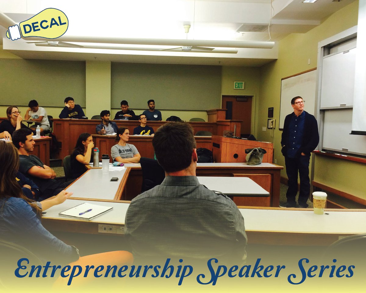 decalprogram's tweet image. Are you an aspiring entrepreneur? Take this DeCal to hear from entrepreneurs from all over the world #DeCalSpotlight