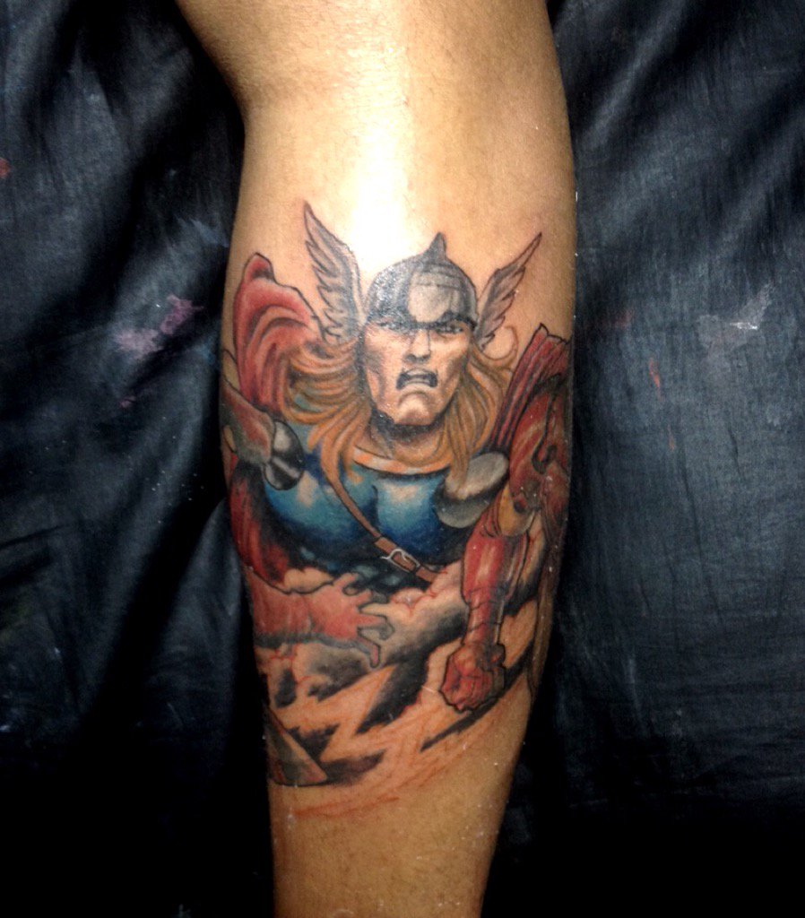Session 3 done!!! " Thor marvel tattoo " For fullsleeves marvel tattoo
