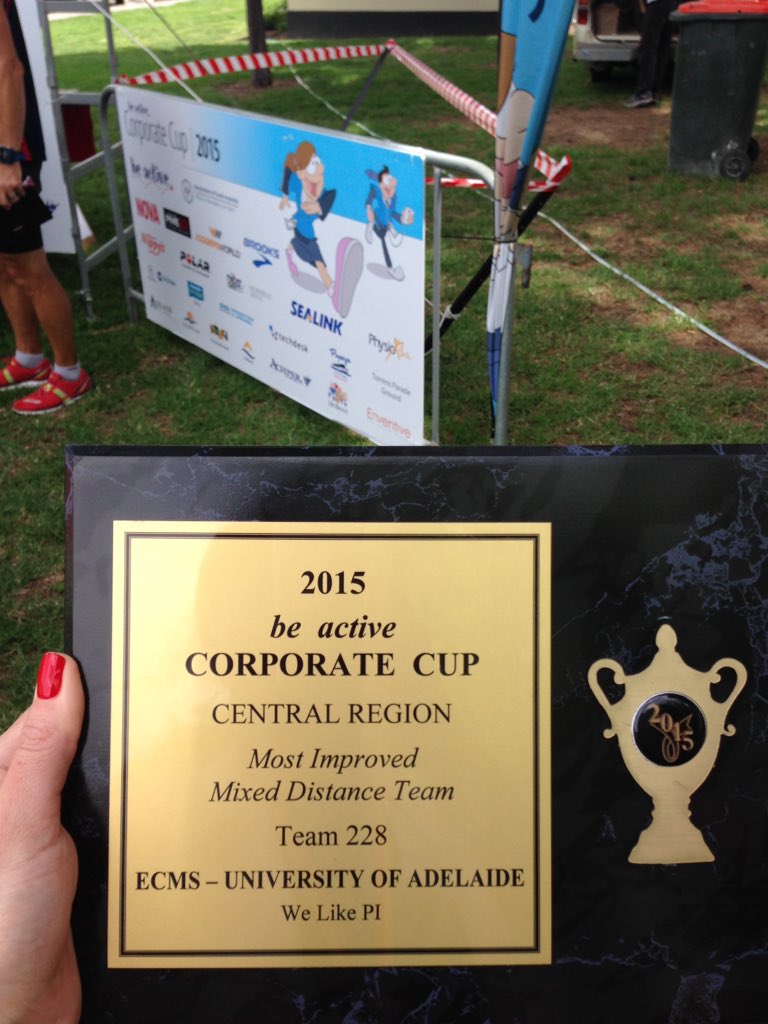 Most Improved Team - Mixed Distance, pretty chuffed! @CorporateCup #WeLikePi #CorpCup2015 #winners