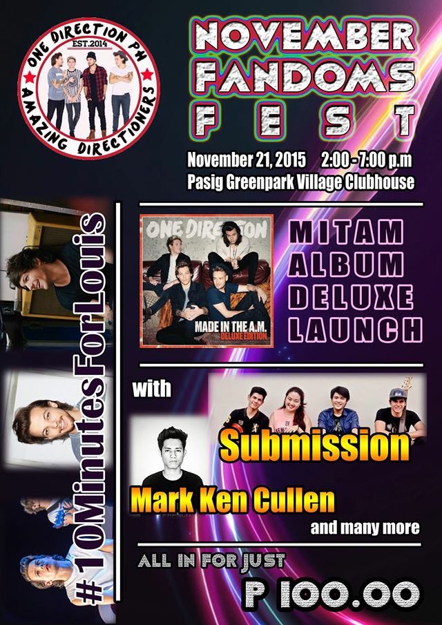 1DPhil_AD's tweet image. #NovemberFandomsFest 
#MITAMDeluxeMiniAlbumLaunch
#10MinutesForLouisPH 
Nov 21, 2015
3 in 1 for just PHP100 
-Mum1D