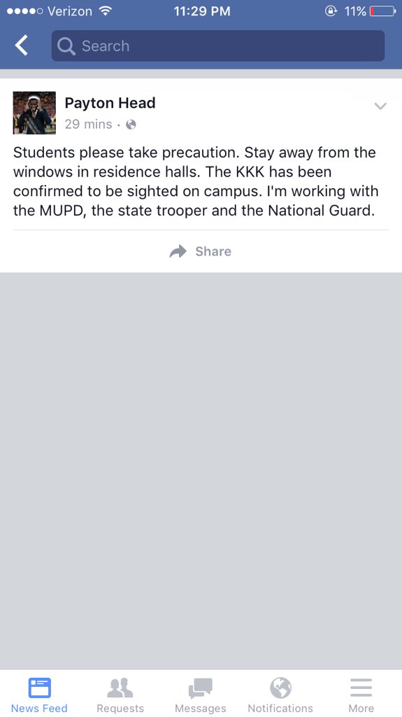 ClayTravis's tweet photo. This is the dude who claimed a guy in a truck shouted racial slurs at him. Just blatantly lied about KKK on campus. https://t.co/WmMYIlrDv9
