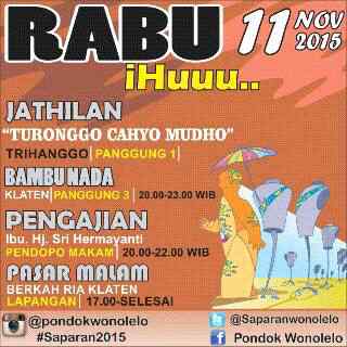 Jadwal acara Saparan Wonolelo malam ini.