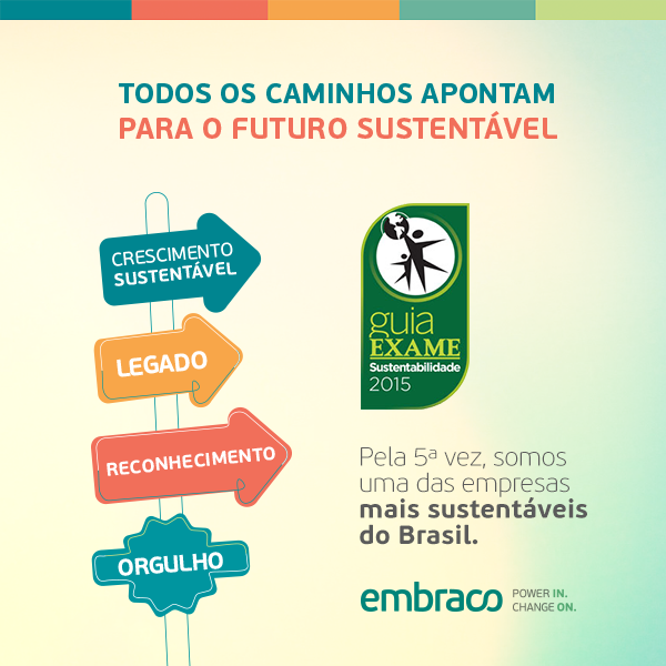 Embraco's tweet image. Pelo 5º ano consecutivo, marcamos presença no Guia Exame de Sustentabilidade, um dos + importantes prêmios do país.