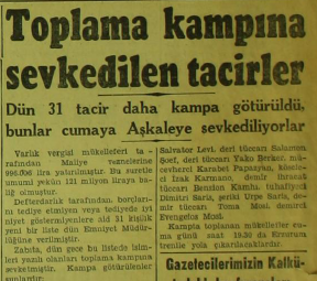 Artin Berbatian على تويتر: "1943 tarihli Cumhuriyet Gazetesi. Ödeme yapmayan 31 kişinin daha Aşkale Toplama Kampı'na gönderileceğinin haberi. https://t.co/U5gtreiGft"