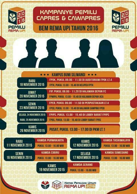 InfoFIP's tweet image. Jadwal Kampanye Pemilu Capres dan Cawapres BEM REMA UPI 2016