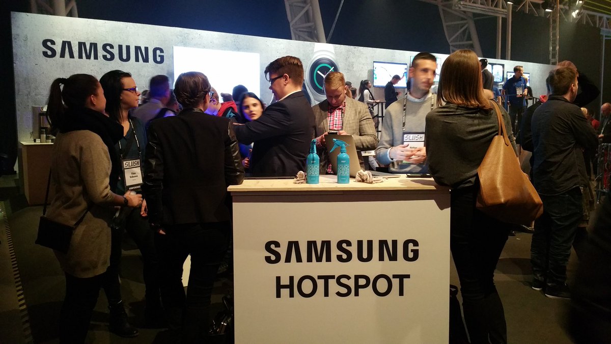 nordichug's tweet photo. #NordicHug at #samsung stand at #Slush2015 - all the newest devices are clean and shiny for you to try #verticalvc https://t.co/J6yKgsNbIQ