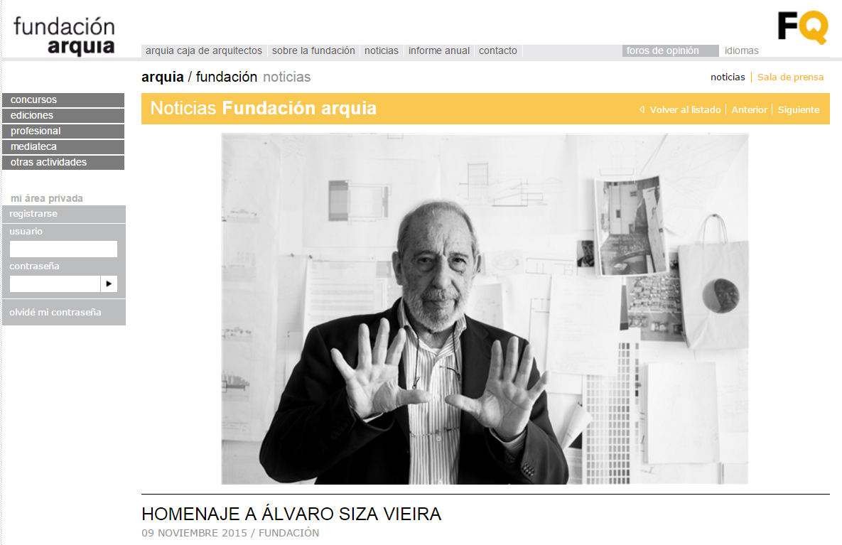 FundacionArquia's tweet photo. Homenaje a Álvaro Siza _ El 20 de no en #Madrid _ org. por @Fundacionarquia https://t.co/9IXq1fku4j   #arquiaxSiza https://t.co/bAOPMtH2bR