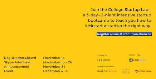 KampusUpdate's tweet photo. Ready to kickstart a startup? APPLY NOW! #CollegeStartupLab https://t.co/a26odDoinu  https://t.co/NjZ7PXkg0v