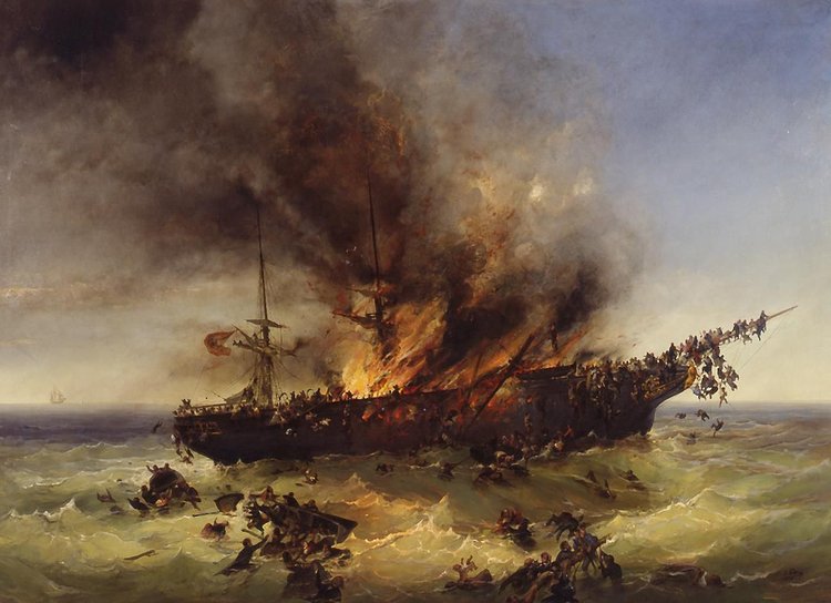 #Donnerstagsobjekt: Josef C. B. Püttner, Untergang des Auswandererschiffes Austria, 1858 dhm.de/datenbank/dhm.…