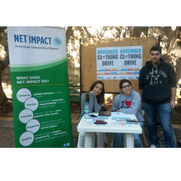 Net_ImpactAUB's tweet photo. Members are spreading the word on our clothes drive! #netimpactaub https://t.co/lIhNC0agjC