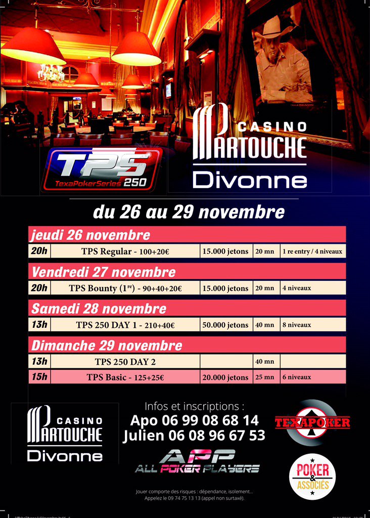 Casino de Divonne du 26-29/11 
Info au 0699086814.Apo