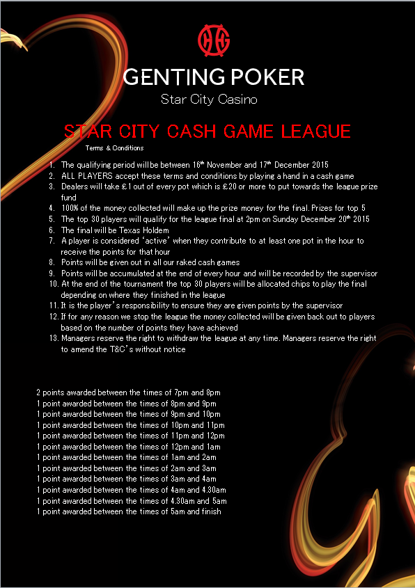 PokerInBrum's tweet photo. FROM MONDAY 16TH NOVEMBER STAR CITY https://t.co/vPG9SikeUj