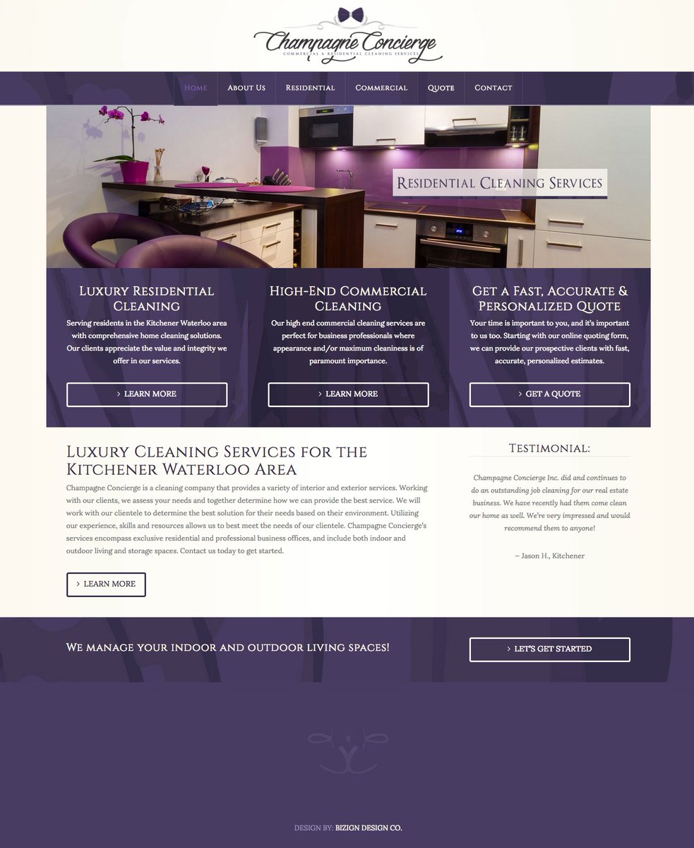 BizignDesign's tweet photo. Fresh #NewWebsite for Champagne Concierge, a #Kitchener #Waterloo luxury cleaning company: https://t.co/VhbmHvtvoZ https://t.co/sV1XE2z9aV
