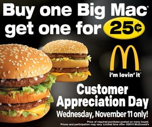 Mcdonald S Of Nashville On Twitter It S Customer Appreciation Day Come Enjoy A Big Mac Buy 1 Get 1 For 25 Cents Https T Co Yqzwu8zf2l