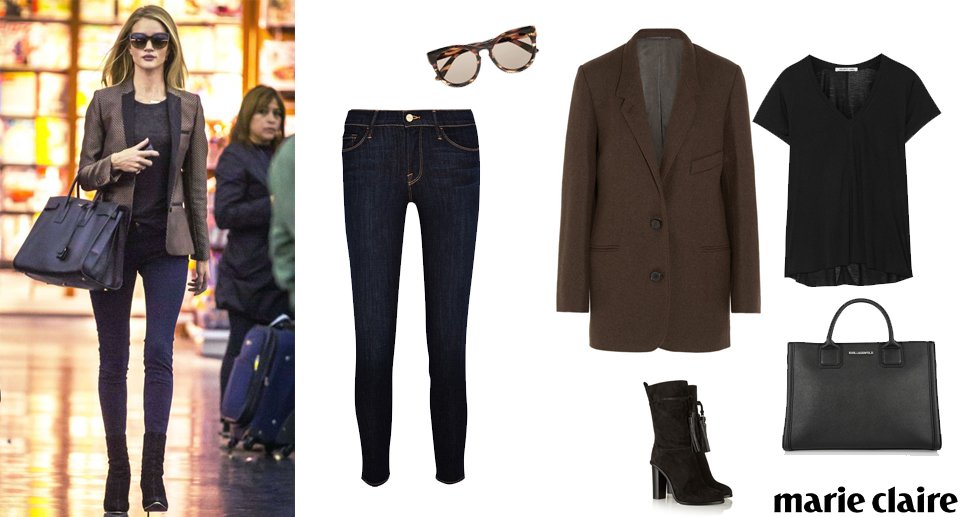 outfit blazer cafe oscuro mujer