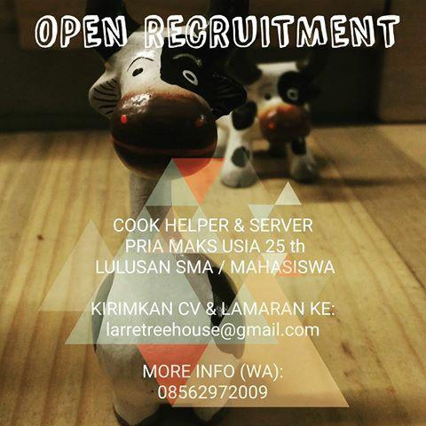 larretreehouse's tweet photo. #lowker Cook Helper&amp;Server-pria maks 25 th-lulusan SMA/mhswa-krm CV &amp; lamaran larretreehouse@gmail.com @Jogja24Jam https://t.co/FIBtUHozBt