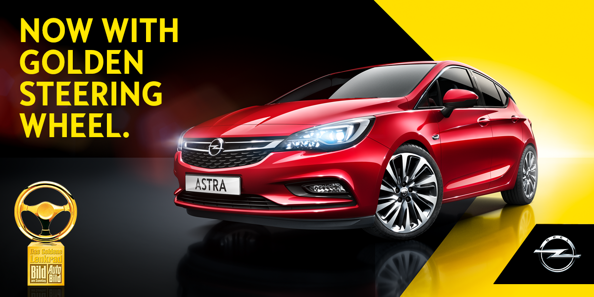 Opel's tweet photo. Yesterday was the day! We proudly present the winner of the German Golden Steering Wheel: our #NewAstra! #DGL2015 https://t.co/W0A6iu8py8