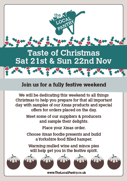 Welcome2Yorks's tweet photo. Win £50 to spend on local produce #Christmasgifts @thelocalpantry's 'Taste of Christmas'  21 &amp; 22 Nov. RT to enter. https://t.co/XDnhpNKTPp
