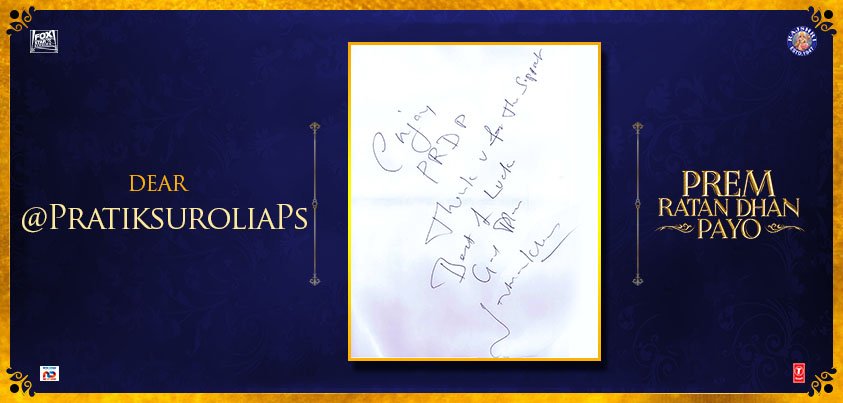 prdp's tweet photo. @PratiksuroliaPs Aapke liye Prem aur Maithili ke taraf se Prem bhara message! #MyPRDPTicket https://t.co/YN7a6EzkIO