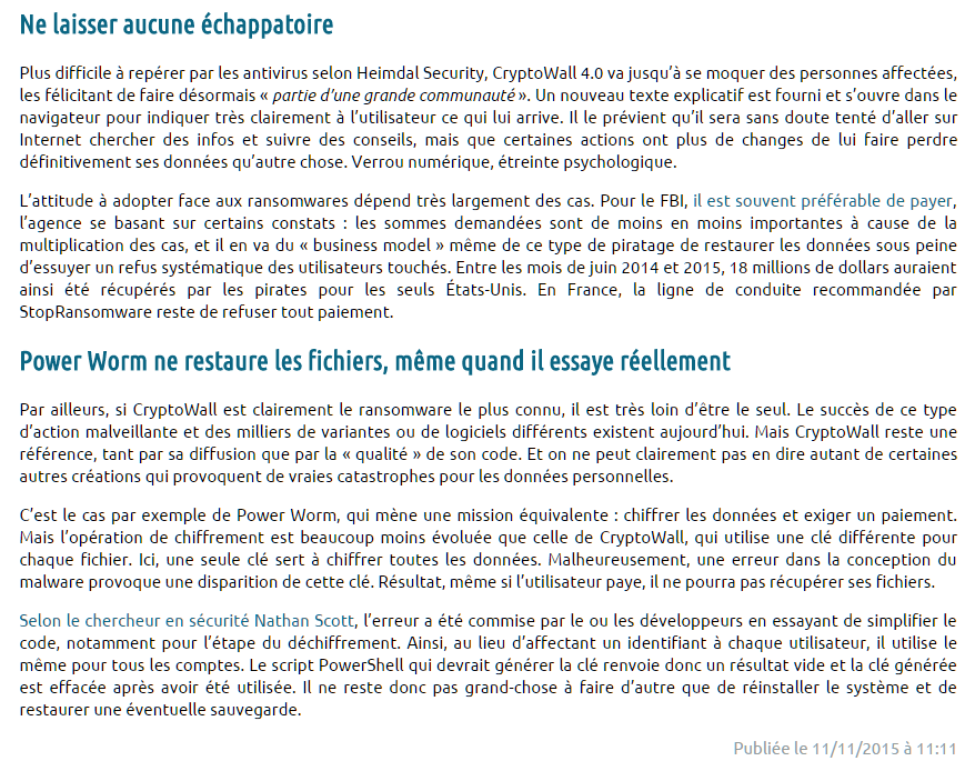 FranckyPedia's tweet photo. #Ransomwares -> les raffinements de #CRYPTOWALL4 , les erreurs de #PowerWorm https://t.co/isLE0IFW5O via @nextinpact https://t.co/bB0K7YIyTB