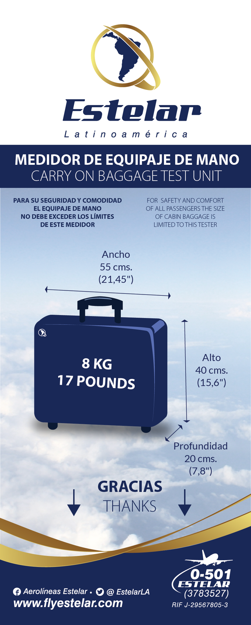 Aerolíneas Estelar on Twitter: "Estimado cliente el peso de su equipaje facturado es de 23 kilos y 8 kilos equipaje de mano. / Twitter
