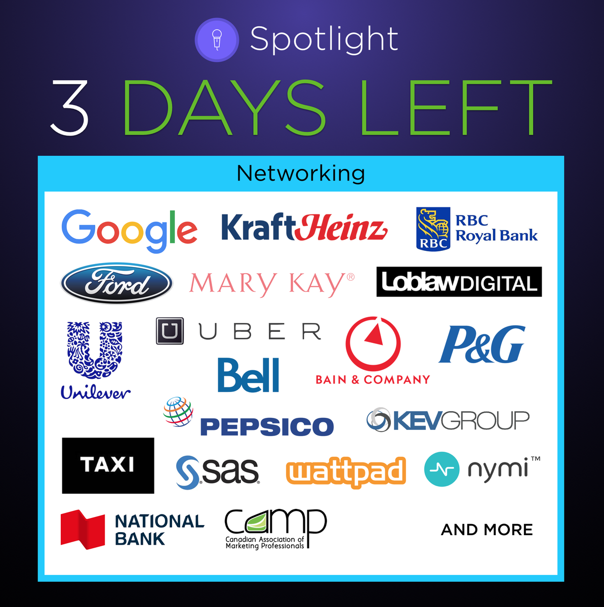 RCMAnews's tweet photo. Only 3 days until Spotlight! Check out who will be there to Network with our Marketing Superstars! #RCMASpotlight https://t.co/SoKeqXDTTw