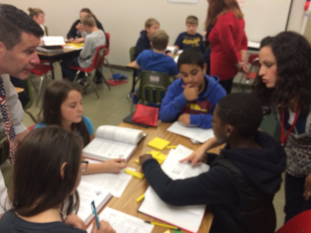 PCSDMath's tweet photo. @PCSDShiloh sixth graders pose each other questions to understand portions #autonomousthinkers #rigorousmathematics https://t.co/hvwO5vVJ2S