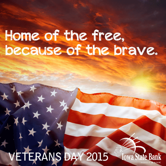 IowaStateBank's tweet photo. Don't forget to thank a veteran today! https://t.co/W9LF3wBRkB