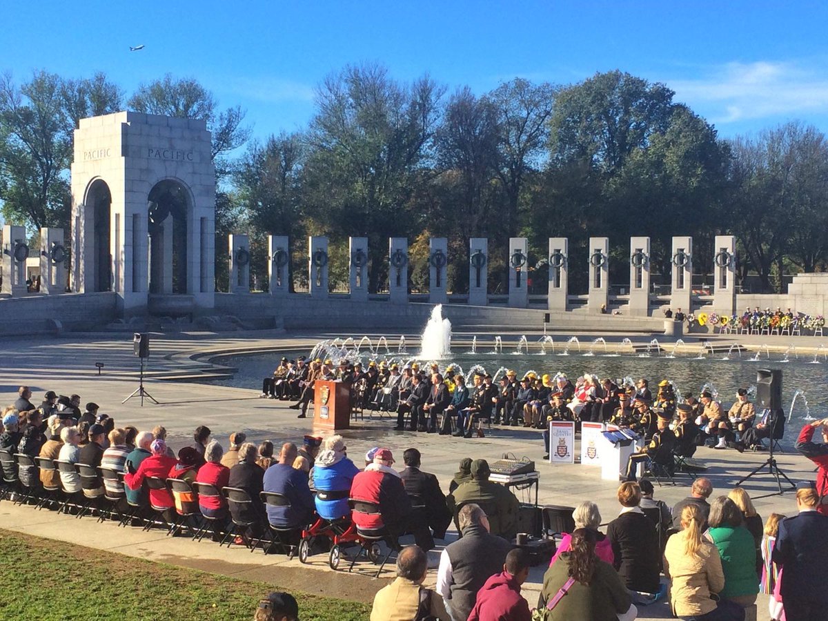 DeptVetAffairs's tweet photo. Ceremonies are getting underway shortly at the @WWIIMemorial in DC this #VeteransDay. #HonoringVets https://t.co/BQXUsxdHXZ