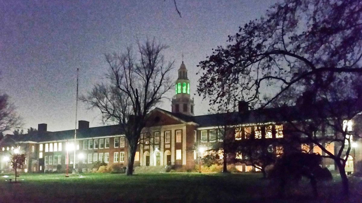 Brockport's tweet photo. Hartwell will be lit up in green through tomorrow to show support for our veterans. #greenlightavet #roc #brockport https://t.co/QY58fGYGYg