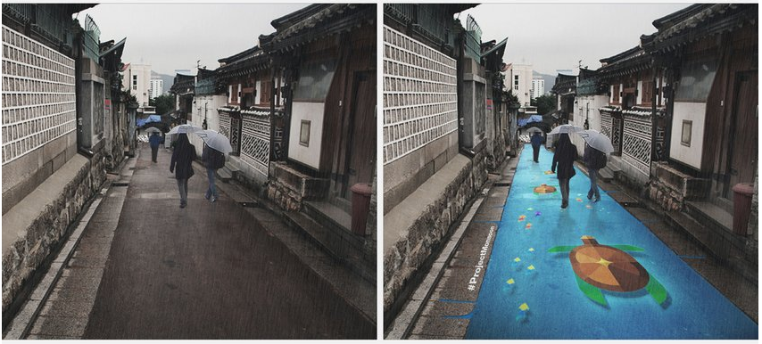 EndoftheLineLDN's tweet photo. Hydrochromatic Paint murals in #Seoul with @pantone ahead of the #monsoons #projectmonsoon https://t.co/PpVOZZg0vv https://t.co/r05ubBkzec