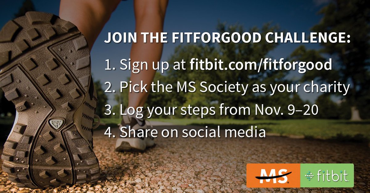 Please RT! Join the #FitForGood challenge to help us win up to $500,000 to #endMS with your @Fitbit! Here’s how: