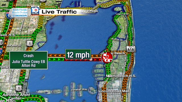 Crash on Julia Tuttle Cswy EB at Alton Rd. Speeds at 12mph #traffic #miamibeach @JeniseFernandez https://t.co/mjlQNld2dD