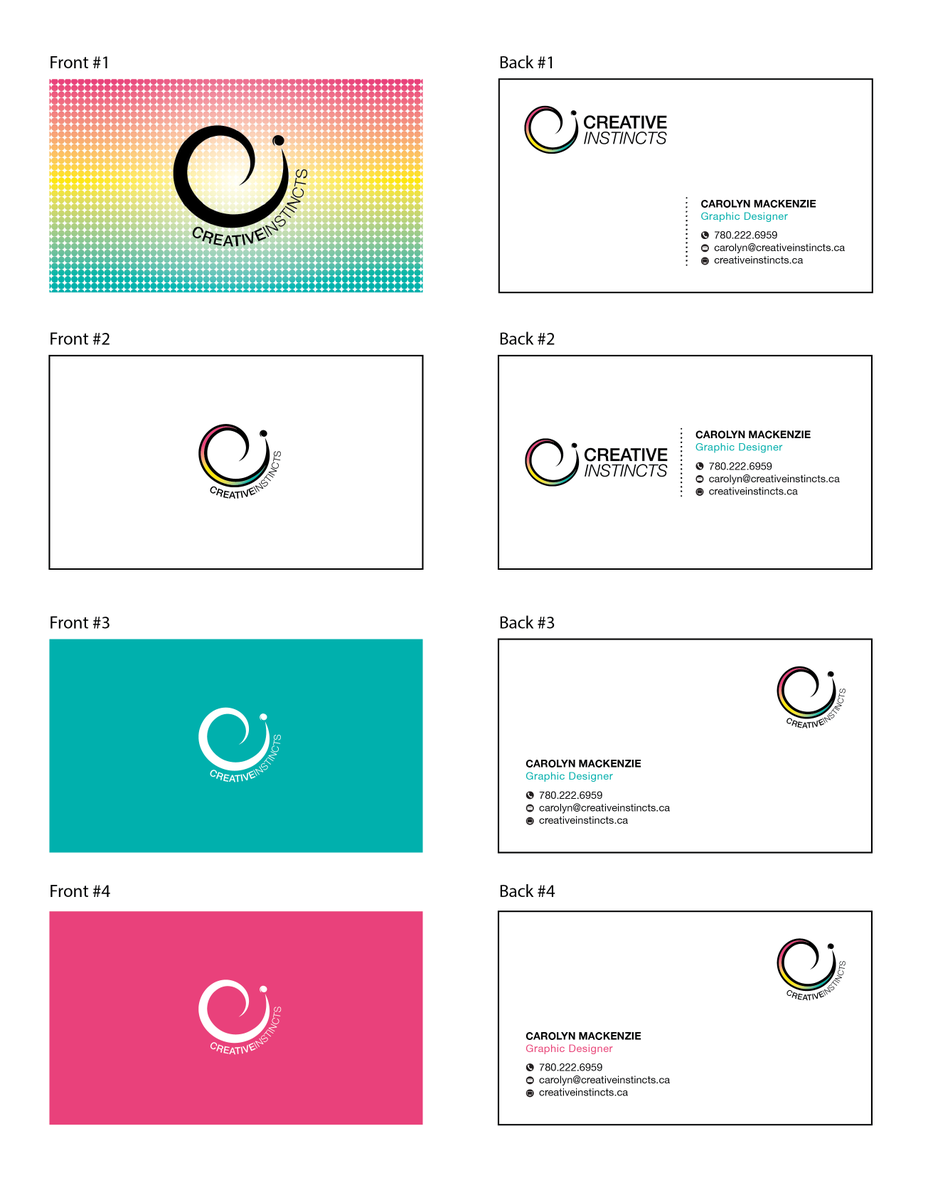 Re-branding in process! Which front &amp; back layout do you like the best? #businesscards #graphicdesign #yeg
