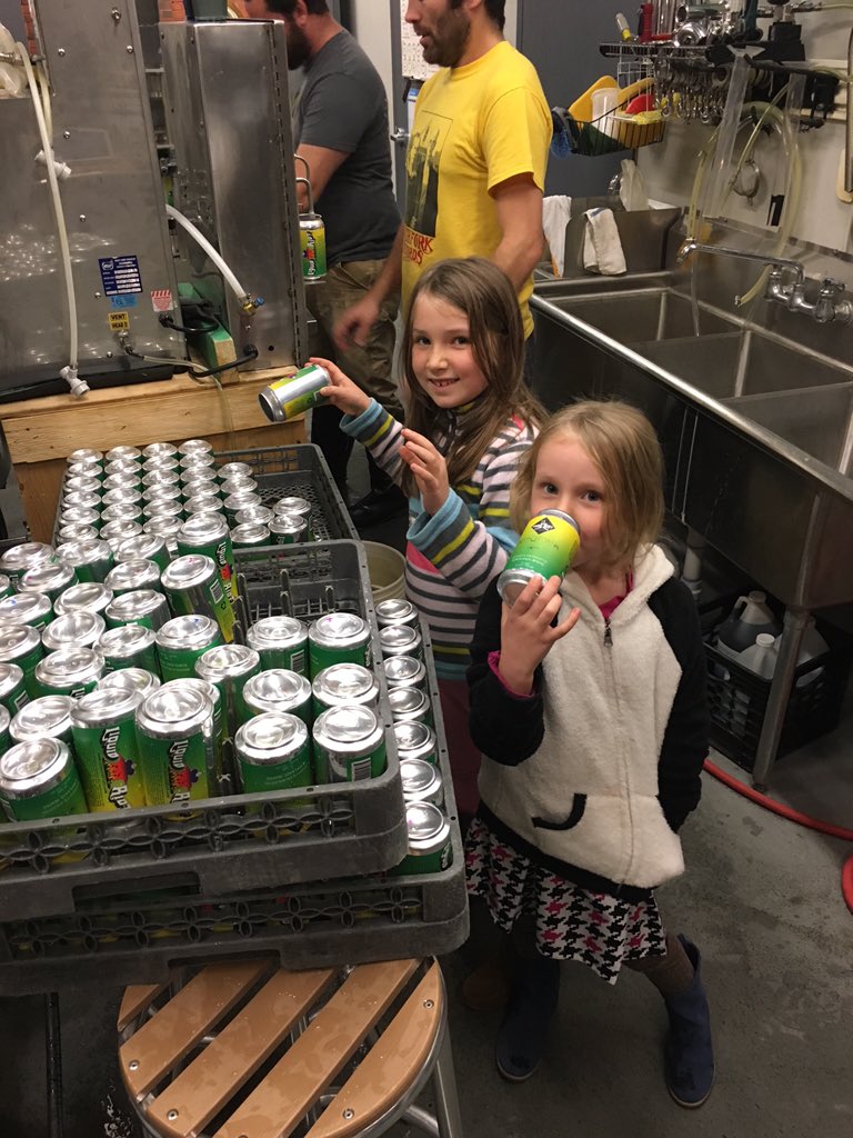 Liquid_Riot's tweet photo. It's not child labor if they get to drink fresh #headstash IPA, right? #craftbeer #cans #riotlife https://t.co/R8ypjxqVIX