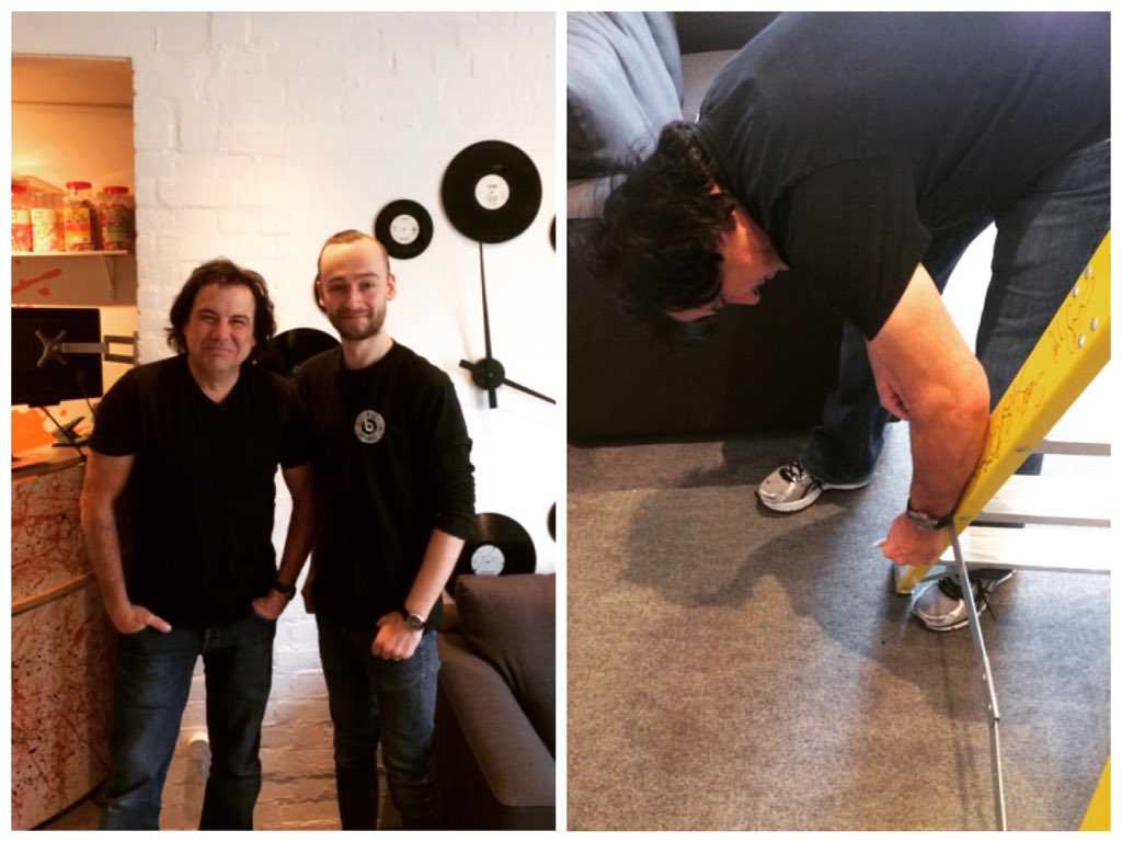 bellperc's tweet image. Jimmy DeGrasso &amp;amp; @BlackStarRiders were rehearsing in our red room the other day! Jimmy even signed @LarrytheLadder