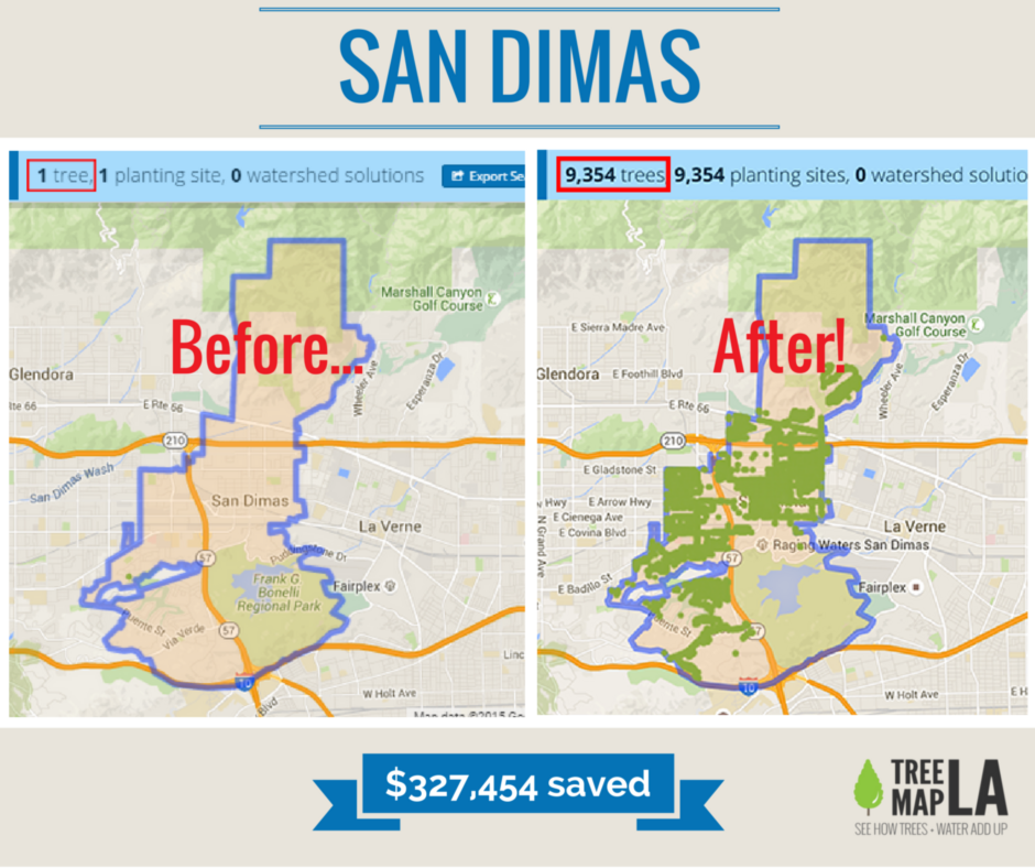 TreeMapLA's tweet photo. @SGVTribune The 9,354 trees in #SanDimas are saving over $327K for the #SGV! https://t.co/z0UfHfYHWa https://t.co/tjRHHlWyeY