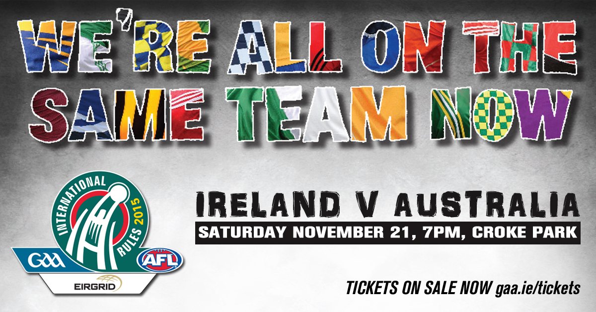 officialgaa's tweet photo. After today's #EirGridIntRules squad announcement, RT this tweet &amp; you could win Ireland-Australia tickets! #GAA https://t.co/1MvbIwdxAC
