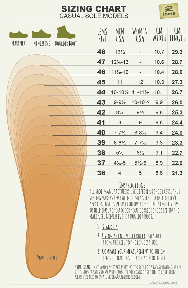 Lems Size Chart