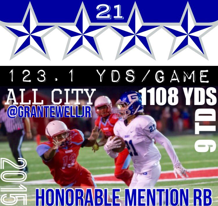 grant_fb's tweet photo. Congratulations to sophomore running back Grant Ewell Jr. for being named honorable mention All-PIL ⚪️⭐️⭐️⭐️⭐️🔵 https://t.co/zWKD8zXQjM