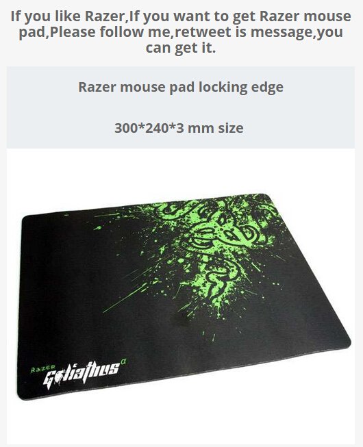 luahop's tweet photo. Follow and Retweet to get the Razer mouse pad #giveaway
Link:https://t.co/deRF690hCg #IKeepThinking #Follow #razer https://t.co/e2tbuyL17y