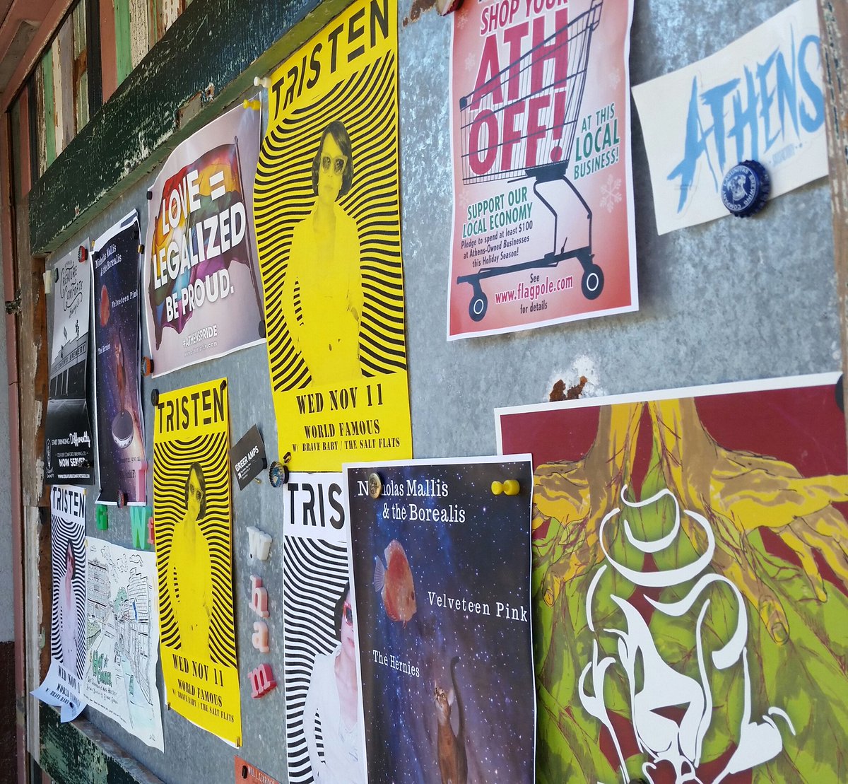 WorldFamousATH's tweet photo. Big show tonight. Put up a ton of posters. Please come see @SaltFlatsLive &amp; @bravebabymusic &amp; @tristentristen LIVE! https://t.co/asd2UUrYM0