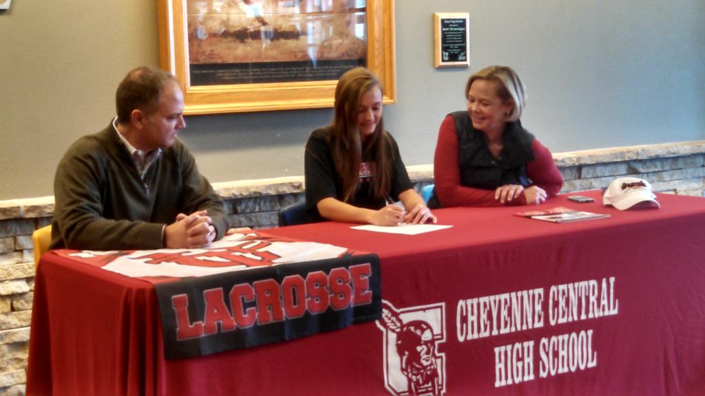jjohnke's tweet photo. Cheyenne Central's Claire Swanson signs with U. of Tampa for lacrosse. #wyosports https://t.co/OJdYC88I8N