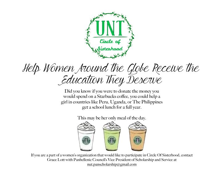 untcos's tweet photo. Join #untcos on campus until 2pm! Bring some spare change and grab a cute Circle of Sisterhood button! https://t.co/rbNlEoMY8y