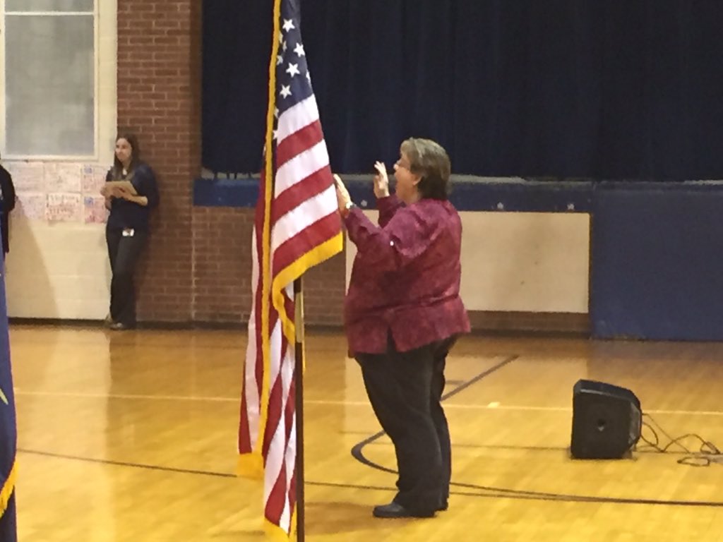 DES students participating in the Veteran's Day Program (led by Ms. Busha)