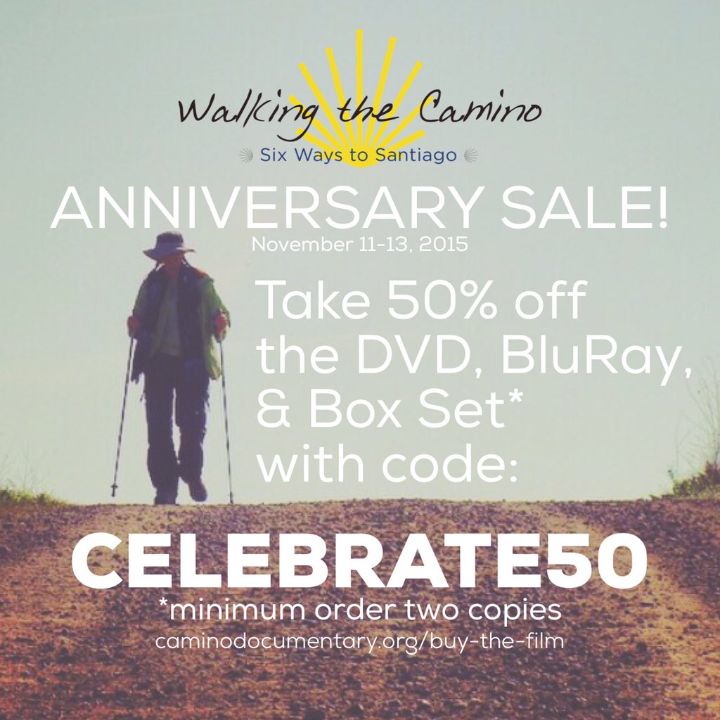Happy Anniversary -take 50% off! We are so grateful for your support, for keeping the #CaminodeSantiago spirit alive