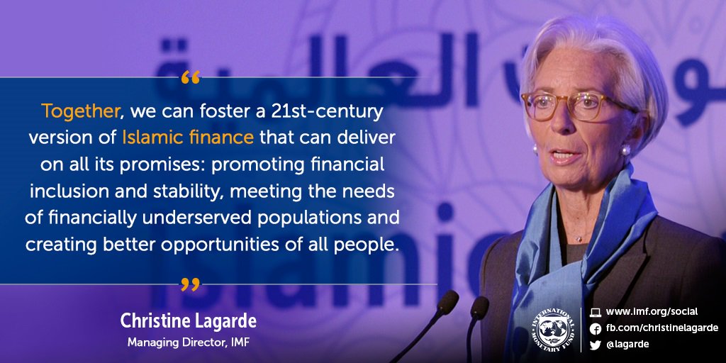 Lagarde's tweet photo. Working together, #IslamicFinance can deliver on its promise of financial inclusion &amp; better opportunities https://t.co/HH3m5WAxMe
